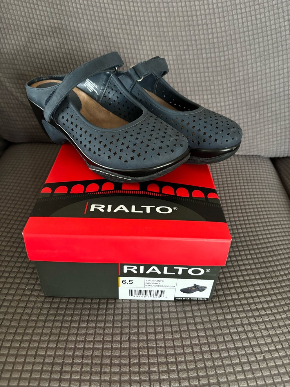 Rialto Navy Star-Perforated Mary Jane Clog